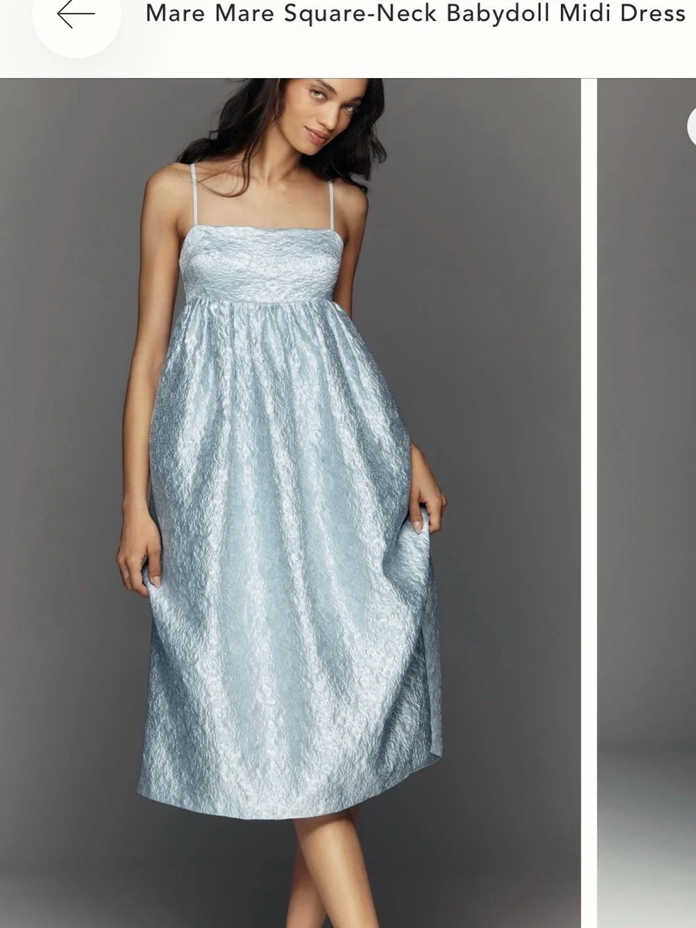Anthropologie Light Blue Square-Neck Babydoll Midi Dress size M, NWT - Picture 1 of 5